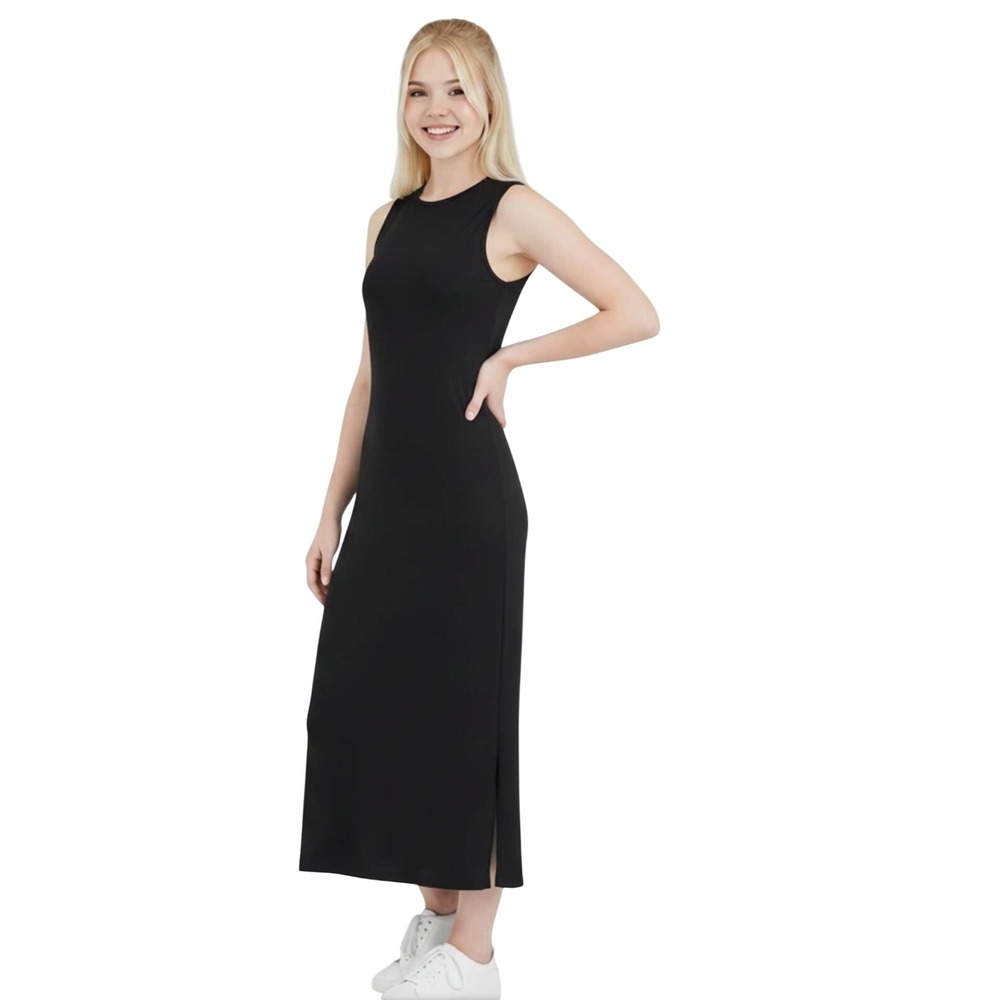 J.Crew Womens Sleeveless Midi Dress Black Jersey Crew Neck CK536 XS NWT